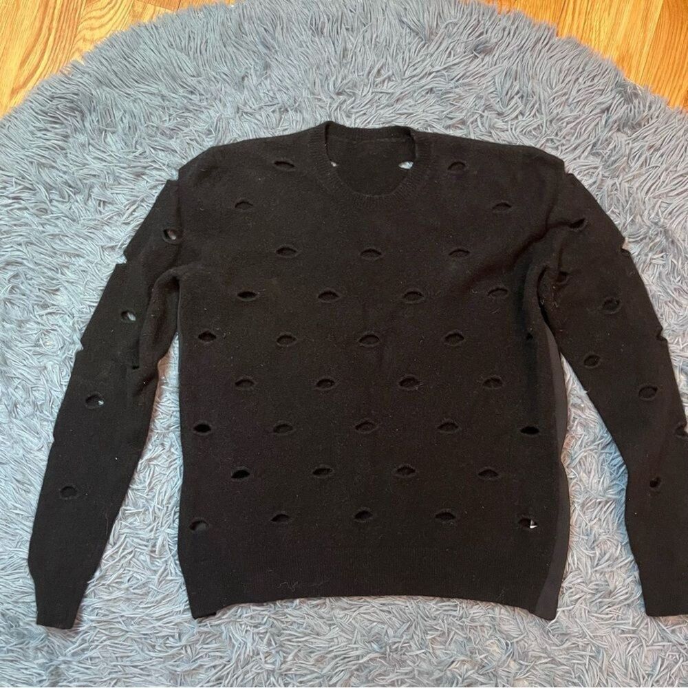 JNBY Black Distressed Wool Yak Contemporary Sweater Size S